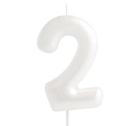 Hongplus Bougie d'anniversaire 2 blanche - Décoration de gâteau pastel pour filles