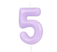 Hongplus Bougie d'anniversaire en forme de chiffre 5 violet macaron - Bougies d'anniversaire pour gâteau - Décorations de gâteau pour fille et femme - Pastel doux