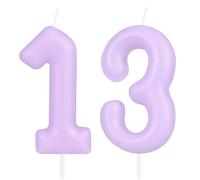 Hongplus Bougie d'anniversaire numéro 13 et 3, couleur violet macaron, décoration de gâteau violet pour filles et femmes, sans parfum