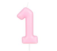Hongplus Bougie en forme de chiffre 1 - Rose macaron - Bougies d'anniversaire pour gâteau - Décorations de gâteau pour fille et femme - Fournitures de décoration de fête d'anniversaire pastel
