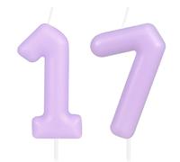 Hongplus Bougie macaron en forme de chiffre 17 - Bougies violettes pour gâteau d'anniversaire pour filles et femmes - Décorations de fête d'anniversaire pour 17 ans
