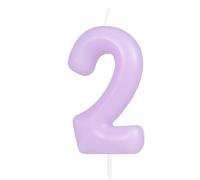 Hongplus Bougie macaron en forme de chiffre 2 - Bougies d'anniversaire violettes pour gâteau d'anniversaire 2 ans - Décorations de gâteau pour fille et femme - Pastel Sweet 2