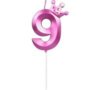Hongplus Bougies d'anniversaire violettes en forme de chiffre 9, décoration de gâteau d'anniversaire pour 9e anniversaire, bougie d'anniversaire 3D, bougie d'anniversaire pour filles, décoration de