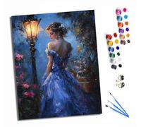 HONGPZH Peinture par numéros adulte Kit de bricolage pour adultes Peinture sur toile Avec pinceaux pour décoration murale de la maison 40x50 cm Avec cadre Jeune fille se promenant dans le jardin