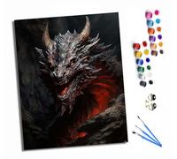 HONGPZH Peinture par numéros DIY par numéros pour adultes Peinture par numéros Kits sur toile avec pinceaux pour décoration murale de la maison 40 x 50 cm Dragon féroce