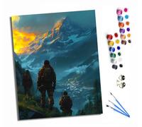 HONGPZH Peinture par numéros par numéros pour adultes Peinture par numéros Kits sur toile avec pinceaux pour décoration murale de la maison 40 x 50 cm Avec cadre Grimpeurs courageux