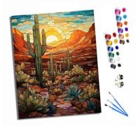 HONGPZH Peinture par Numéros pour Adulte DIY Numero Adulte Débutants 40x50cm Numéro Kit Peinture par Décoration Murale et Cadeaux Pour La MaisonRoyaume des vitraux du désert
