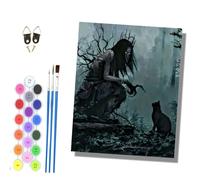 HONGPZH Peinture par Numéros pour Adulte Numero Adulte Débutants 40x50cm Numéro Kit Peinture par Décoration Murale et Cadeaux Pour La MaisonL'étrange homme dans les bois et le chat noir