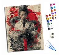 HONGPZH Peinture par numéros pour adultes à l'huile à la main débutants colorées Peinture par Numéros pour la Décoration de la Maison 40x50cm Sans Cadrefille japonaise dragon