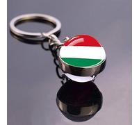 Hongrie Drapeau Porte-Clés Boule De Cristal Pendentif Drapeau Porte-Clés, Carte Verre Cabochon Pendentif Porte-Clés Clé Pour Hommes Femmes Cadeau D'Anniversaire Pour Sac À Dos Bijoux Accessoires