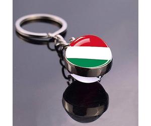 Hongrie Drapeau Porte-Clés Boule De Cristal Pendentif Drapeau Porte-Clés, Carte Verre Cabochon Pendentif Porte-Clés Clé Pour Hommes Femmes Cadeau D'Anniversaire Pour Sac À Dos Bijoux Accessoires