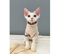 HONGSUO Sphynx Chat Vêtements Devon/Chat sans Poils Automne Et Hiver Pur Coton Sweat T-Shirt Extensible,Beige,M-