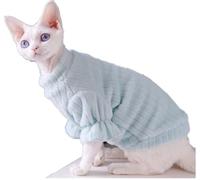HONGSUO Sphynx Chat Vêtements Devon/Chat sans Poils Hiver Chaud Flanelle Sweat Veste Confortable Et Chaud,Bleu Clair,S