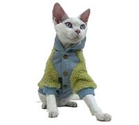 HONGSUO Sphynx Chat Vêtements Devon/Chat sans Poils Hiver Polaire Cardigan Manteau À Capuche,Vert,L