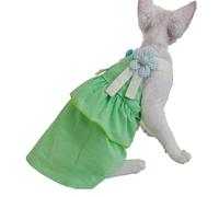 HONGSUO Sphynx - Vêtements pour Chat Devon/Chat sans Poils, Robe De Princesse D'été en Coton, Confortable Et Mignonne,Vert,XXL
