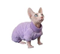 HONGSUO Vêtements pour Chat Sphynx Devon/Chat sans Poils Hiver Chaud Vêtements À 4 Pattes Sweat-Shirt À Col Roulé en Velours Double Face Chat sans Poils À Pattes Courtes,Violet (Normal),M+