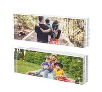 Hongtuocb Lot de 2 mini cadres photo magnétiques double face en acrylique de 5 x 15 cm, blocs de 24 mm d'épaisseur, cadre photo magnétique double face en acrylique pour décoration de table, décoration