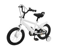 hongward Vélo pour enfant de 35,6 cm - Pour l'entraînement - Guidon et siège réglables en hauteur - Avec roues jockey et double système de freinage - Pour garçons et filles - Blanc