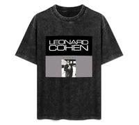 HONGWEl T-Shirt Unisex Retro Leonard Cohen Cotton Round Neck Black L