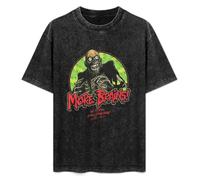 HONGWEl Unisex T-Shirt Vintage More Brains 100% Cotton Round Neck Black S