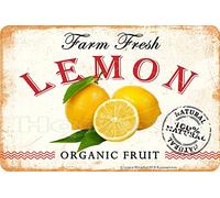 Hongxin Citron frais de la ferme 100% Nature Fruit Bio Enseigne en métal Vintage affiche créative maison décoration murale jardin Bar café Club 8 "x 12"