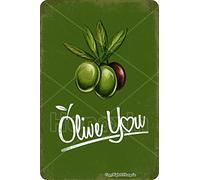 Hongxin Olive You Style Enseigne en métal Vintage affiche créative maison décoration murale jardin Bar café Club 16" x 12"