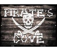 Hongxin Panneau mural rétro en fer avec inscription « Warning Pirates Cove » - Décoration pour bar, café, garage, bureau, chambre à coucher