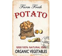 Hongxin Pommes de Terre fraîches de la Ferme, légumes biologiques 100% Nature Enseigne en métal Vintage Affiche créative Maison décoration Murale Jardin Bar café Club 8 "x 12"