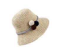 HONGXIN-SHOP Chapeaux de Paille Filles Chapeau de Soleil Pliable Bonnet de Soleil Paille Chapeau d'été pour Enfant Plage Voyage Randonée,Beige