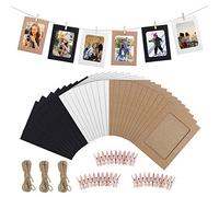 HONGXIN-SHOP Cadre Photo en Papier Bricolage Cadres Tenture Album avec des Clips en Bois et de Jute Ficelle pour Murale Décoration 30 Pièces 3 Couleurs