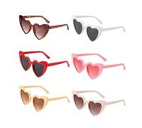 HONGXIN-SHOP Lunettes de Coeur Vintage Lunettes de Soleil en Forme de Coeur Cat Eye Sunglasses pour Fêtes d'anniversaire Carnaval Danse Soirée à Thème pour Femmes Enfants 6 Couleurs