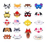 HONGXIN-SHOP Masques pour Enfants Feutre Masques d'animaux avec Corde Élastique pour Cadeaux de Fête Masquerade D'anniversaire Noël Halloween 18 Pièce