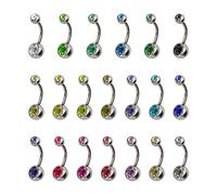 HONGXIN-SHOP Piercing Nombril Anneaux de Nombril Coloré Anneau ombilical en Acier Inoxydable Piercing Bijoux de Corps 20 Pièces, Acier inoxydable, Cristal, Acier inoxydable, Cristal