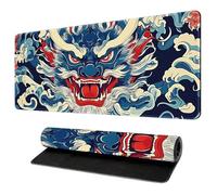 HongXINGDd 900x400 Grand Tapis de Jeu pour Souris Motif Inspiration Japonaise Tapis Clavier Surface Microtexturée Bords Renforcés Compatible Ordinateur Laptop