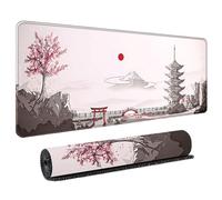 HongXINGDd Magnifique 900x400 Motif Japonais Tapis de Souris Géant pour Joueurs Base Caoutchouc Naturel Bords Surjetés Lavable Tapis Clavier PC Ordinateur