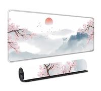 HongXINGDd Magnifique 900x400 Motif Japonais Tapis de Souris Géant pour Joueurs Base Caoutchouc Naturel Bords Surjetés Lavable Tapis Clavier PC Ordinateur