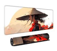 HongXINGDd Magnifique 900x400 Motif Japonais Tapis de Souris Géant pour Joueurs Base Caoutchouc Naturel Bords Surjetés Lavable Tapis Clavier PC Ordinateur