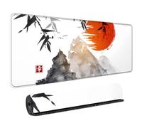 HongXINGDd Magnifique 900x400 Motif Japonais Tapis de Souris Géant pour Joueurs Base Caoutchouc Naturel Bords Surjetés Lavable Tapis Clavier PC Ordinateur