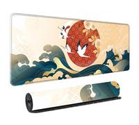 HongXINGDd Magnifique 900x400 Motif Japonais Tapis de Souris Géant pour Joueurs Base Caoutchouc Naturel Bords Surjetés Lavable Tapis Clavier PC Ordinateur