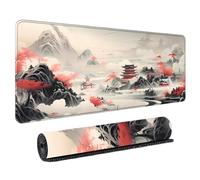 HongXINGDd Magnifique 900x400 Motif Japonais Tapis de Souris Géant pour Joueurs Base Caoutchouc Naturel Bords Surjetés Lavable Tapis Clavier PC Ordinateur