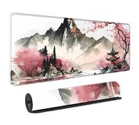 HongXINGDd Magnifique 900x400 Motif Japonais Tapis de Souris Géant pour Joueurs Base Caoutchouc Naturel Bords Surjetés Lavable Tapis Clavier PC Ordinateur