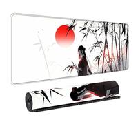 HongXINGDd Magnifique 900x400 Motif Japonais Tapis de Souris Géant pour Joueurs Base Caoutchouc Naturel Bords Surjetés Lavable Tapis Clavier PC Ordinateur