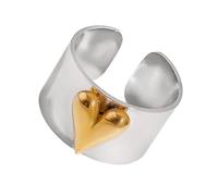 HONGXINHAO Bagues ouvertes en forme de cœur avec blocs de couleur tendance - Accessoire de doigt conçu pour le confort et le style, as the pic show, Acier inoxydable
