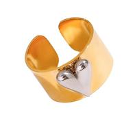 HONGXINHAO Bagues ouvertes en forme de cœur avec blocs de couleur tendance - Accessoire de doigt conçu pour le confort et le style, as the pic show, Acier inoxydable