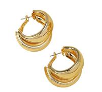 HONGXINHAO Boucles d'oreilles vintage exagérées avec cercles - Boucles d'oreilles larges et doubles créoles pour femmes et filles, as the pic show, Métal