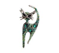 HONGXINHAO Broche en forme de chat avec strass étincelants - Unisexe - Bijou fait main pour homme et femme, 7.1*2.9CM, émail