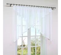 HongYa 1 Pièce Rideau Voilage à Galon Fronceur avec Ruban en Satin Coloré en Polyester Transparent Décor de Fenêtre H/L 120/300cm Blanc