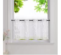 Hongya 1pcs brise bise fenetre à Oeillets rideau court de cuisine Motif Branches Blanc L-H 90 x 45 cm