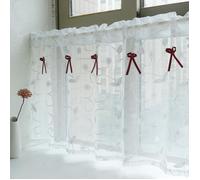 Hongya rideau brise bise blanc vintage fenetre voilage cuisine passe tringle-Blanc,L-H 140 x 60 cm