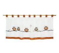 HongYa Rideaux Brise Bise à Pattes Transparent Broderie de Hibou Cuisine Chambre à Coucher Salon 1 Pièce H/L 45/90cm